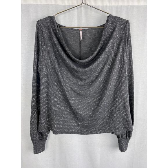Free People Top Blouse Metallic Shimmer Sparkle Party Glam Futuristic Holiday - Picture 1 of 6